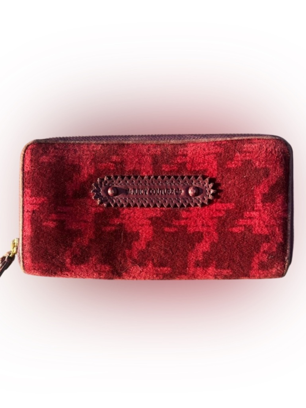 Juicy Couture Y2K Red Velour Zip Wallet